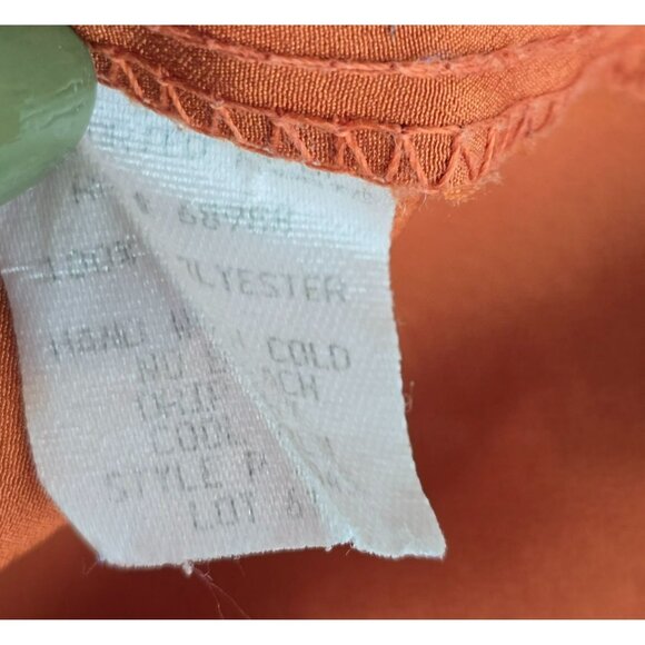 Vintage San Andre Blouse Orange High Collar & Shoulder Pads Scarf Neck 6P HS158 - Picture 10 of 10